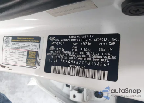 2015 Kia Optima Ex from USA, damaged, VIN 5XXGN4A7XFG354845